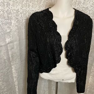 Brilliante by JA, evening black beaded jacket Sz L